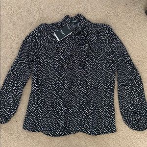 DKNY Long Sleeve Polka Dot Blouse